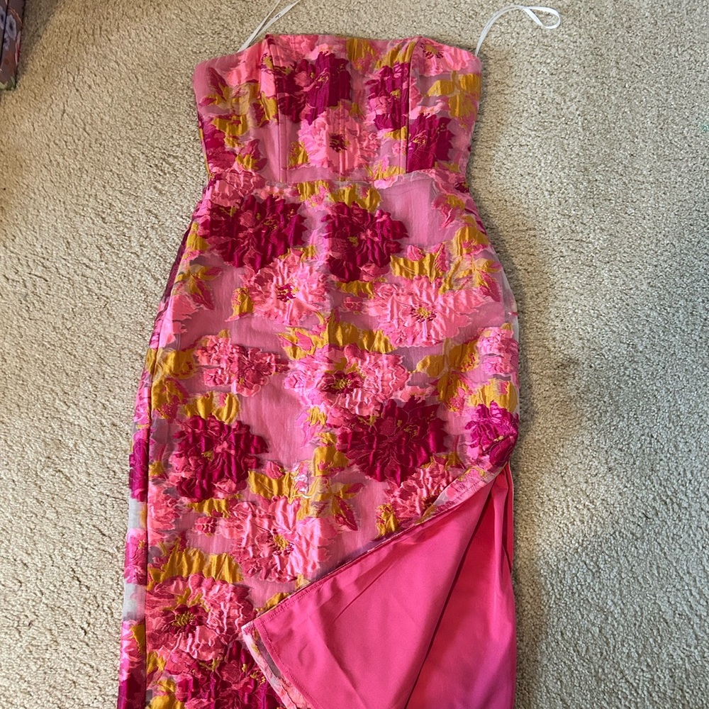 Lulu's Strapless Jacquard Dress
